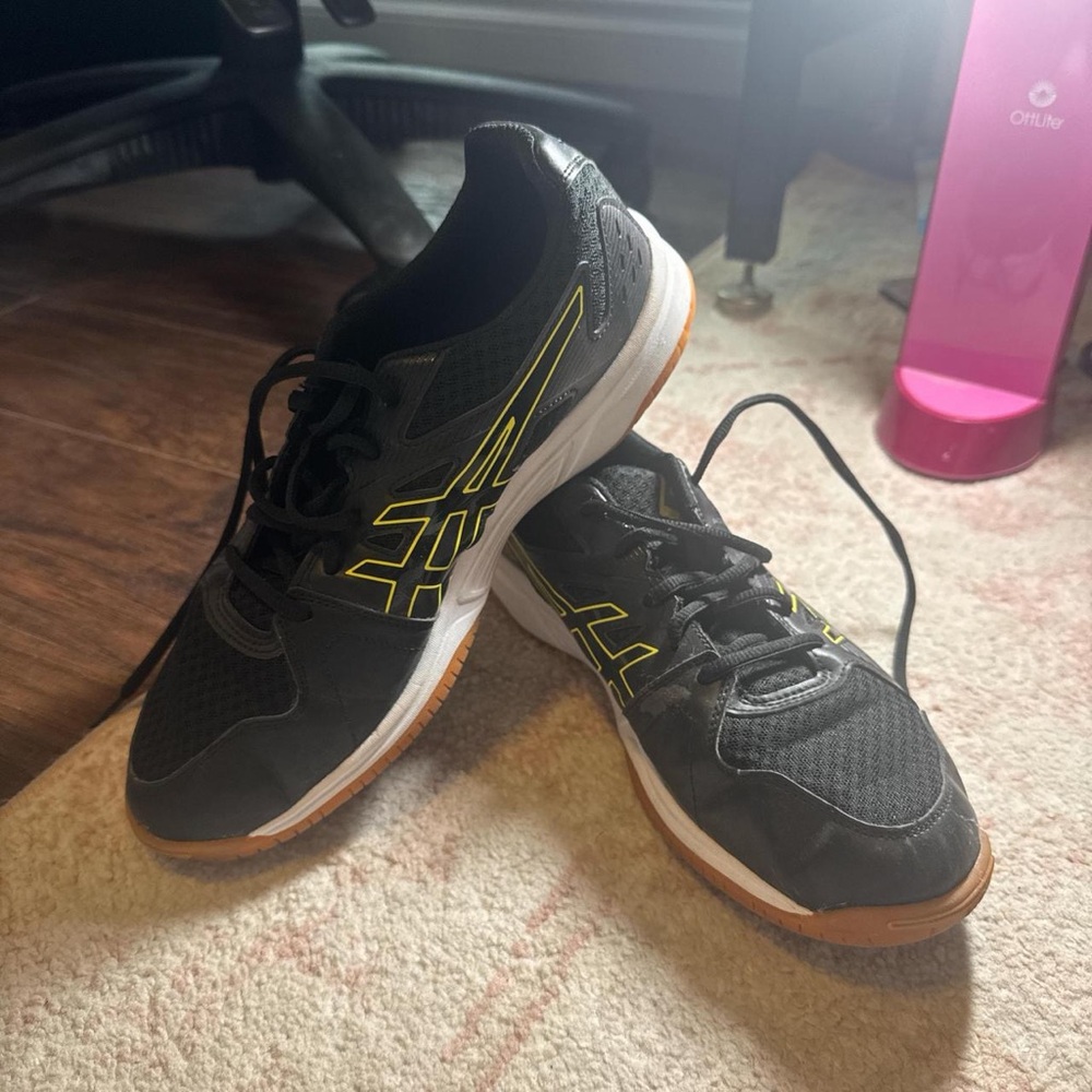 Asics Upcourt 3 Black and Yellow Volleyball Shoes